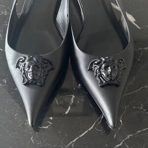 Versace Black Medusa Slingback Heels 39